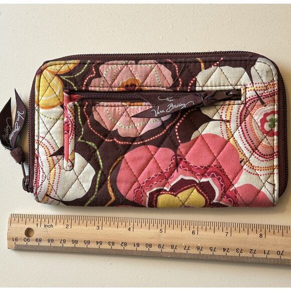 Vera Bradley Zip Around Wallet Buttercup Quilted Cotton Boho Retro Mod Colorful - Picture 4 of 5